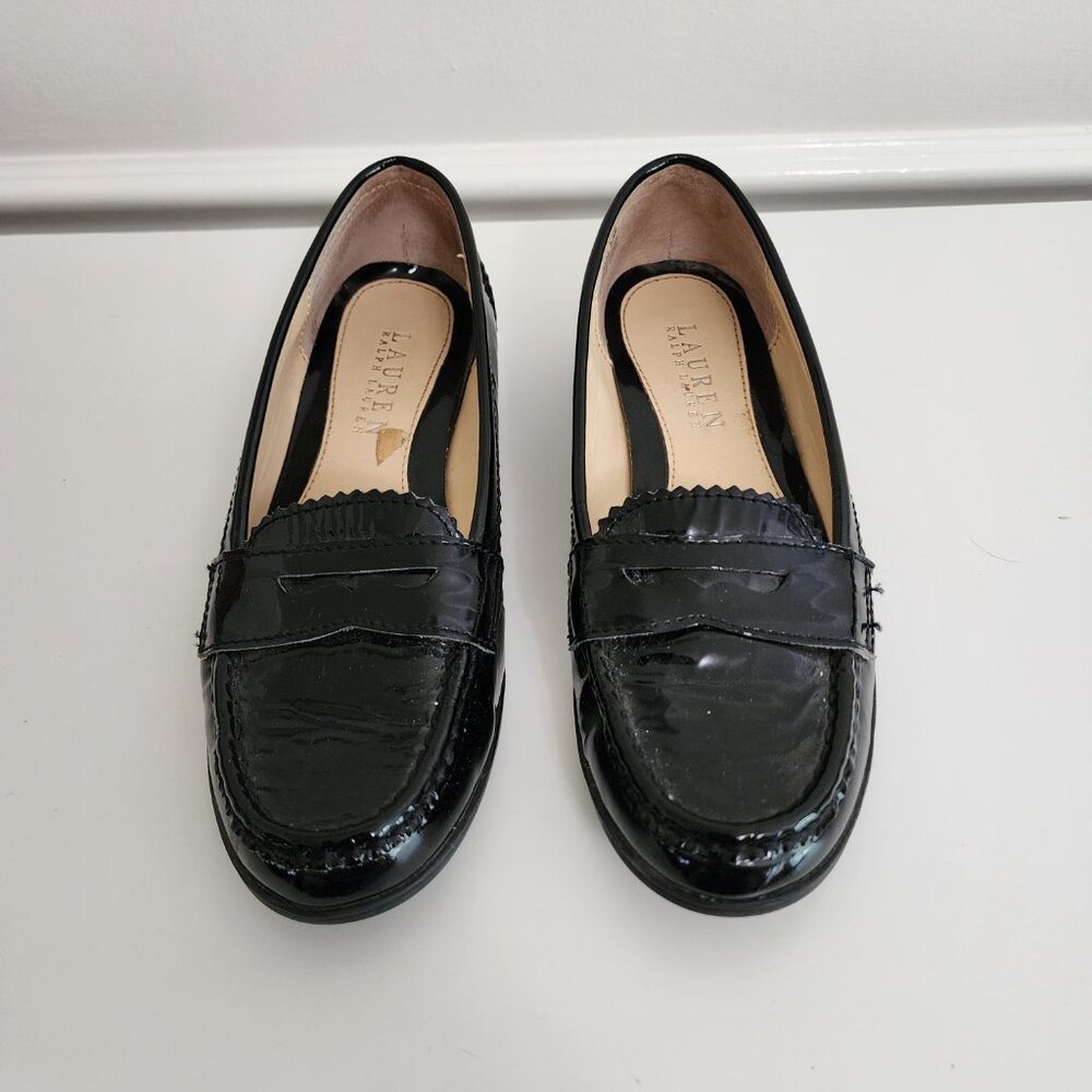 Ralph Lauren Black Patent Leather Penny Loafers - Picture 5 of 9